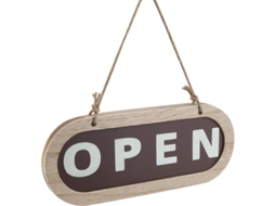 Cartel De Abierto/cerrado De Madera, Placa Doble Para Puerta De Tienda, Vintage Colgante 24x9.5cm