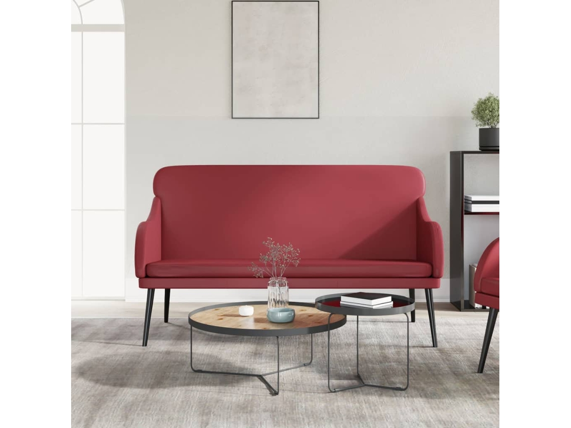 Vidaxl Banco 110x76x80 Cm Couro Artificial Vermelho Tinto
