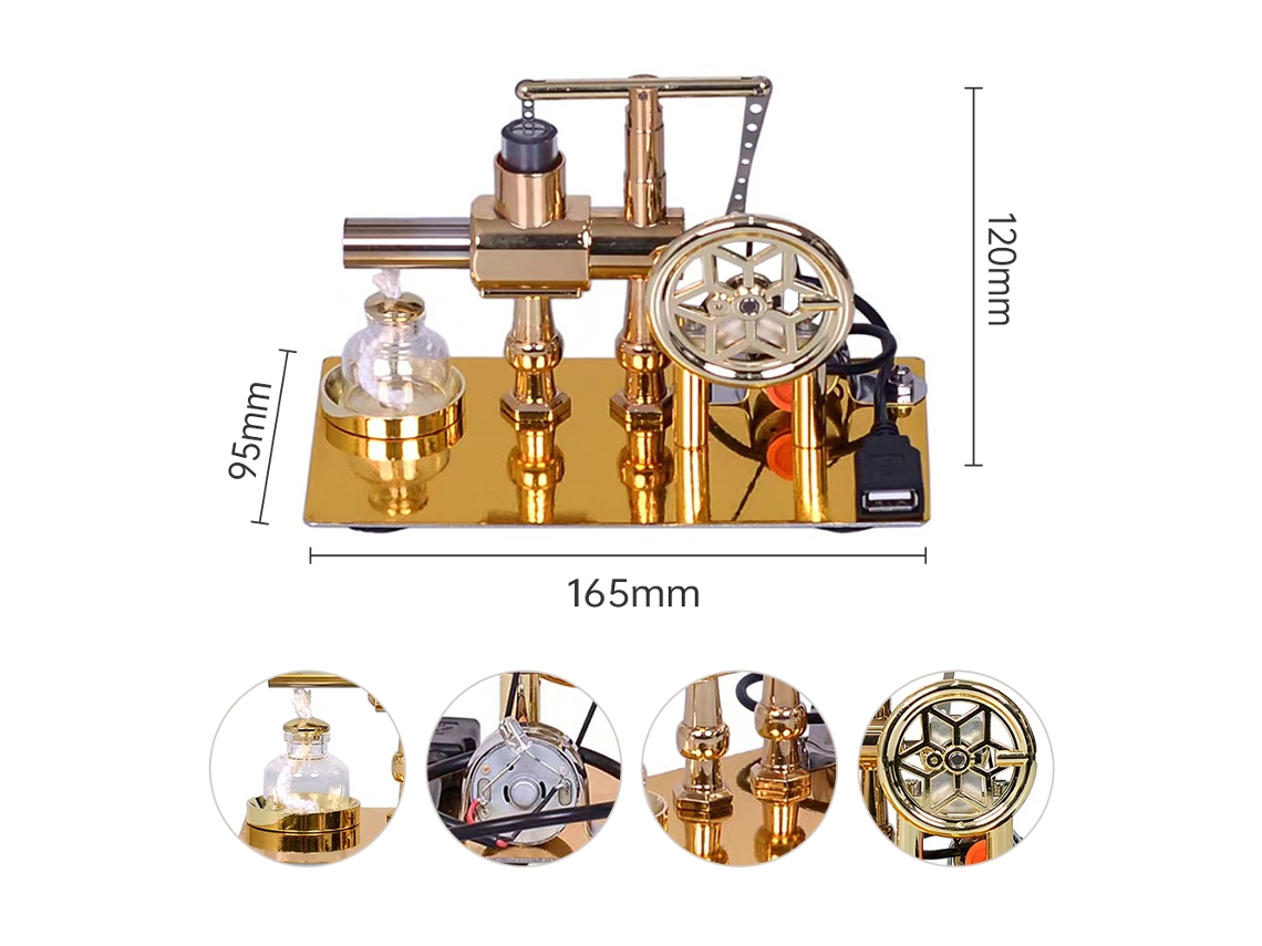 Motor Stirling a Ar Quente com Gerador Led Estrela de Seis Pontas Kit Educativo S/MARCA