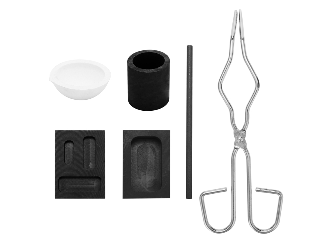 Kit De 6 Piezas De Crisol De Grafite Para Fundir Prata Com Pinças, Cucharão, Varilla De Mistura, Moldes E Ferramentas De Fundição