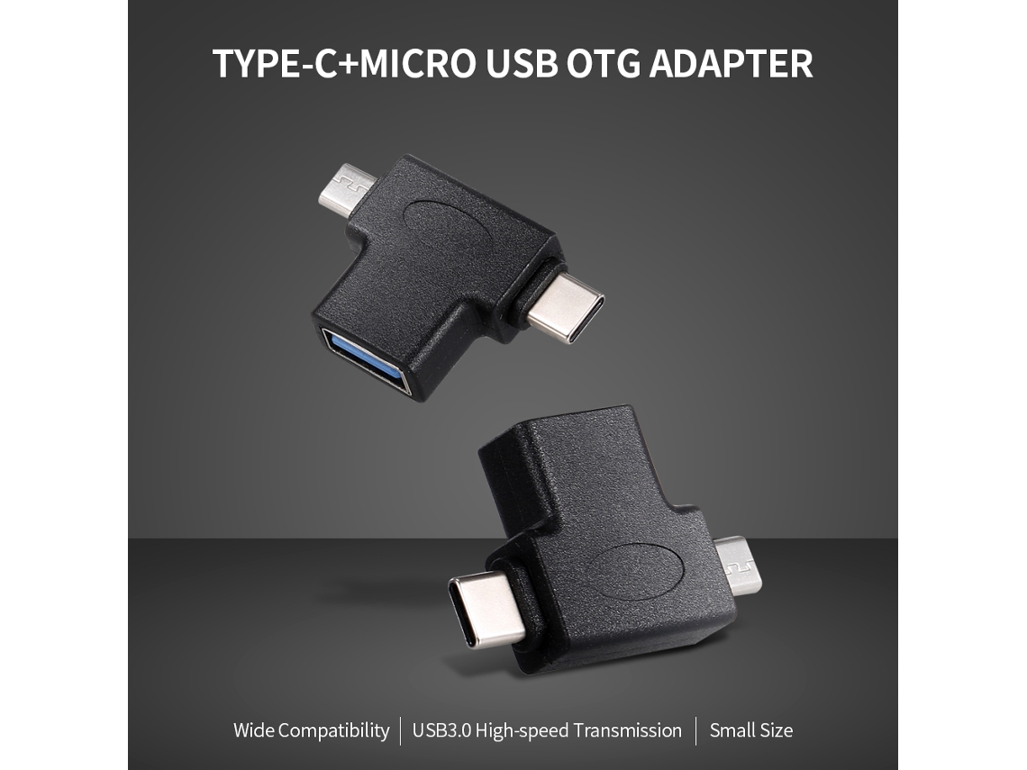Adaptador Otg Type C Micro Usb Para Usb3.0, Preto Conector Ótimo! Luz Dourada