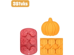 Conjunto De 3 Formas De Silicone Em Formato De Abóbora, Utilizáveis No Forno E Congelador, Para Festas, Laranja E Vermelha