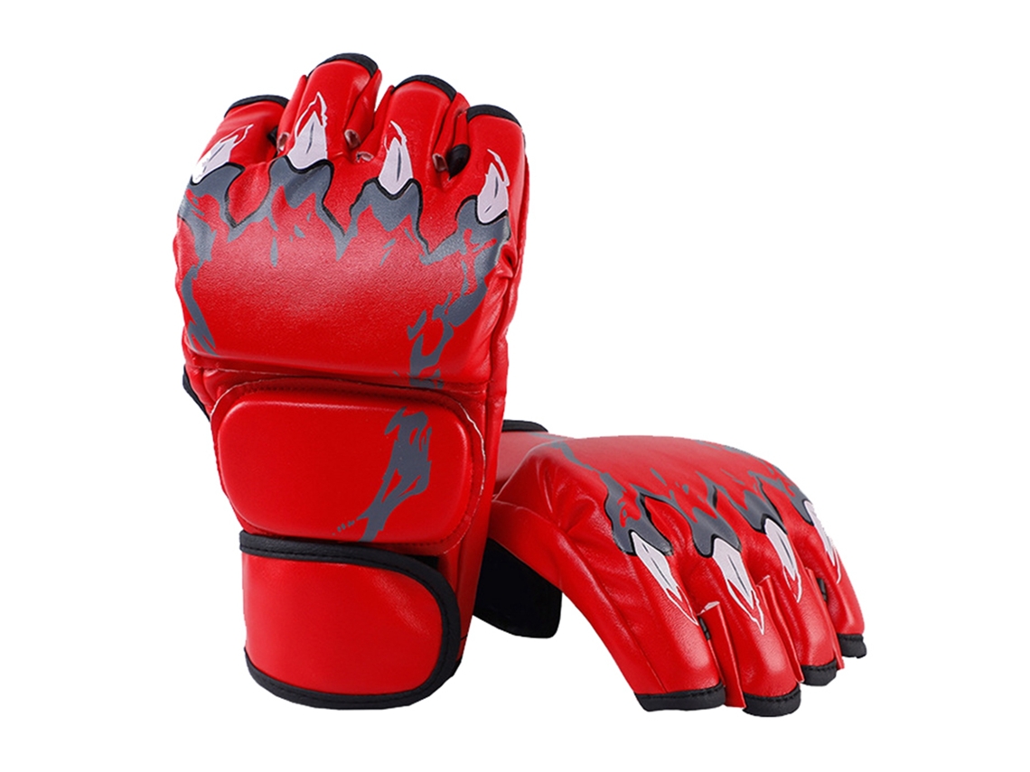 Luvas De Boxe Com Meio Dedo Luvas De Kickboxing Com Pulseira Ajustável Para Homens E Mulheres Estilo Tiger Claw Vermelho