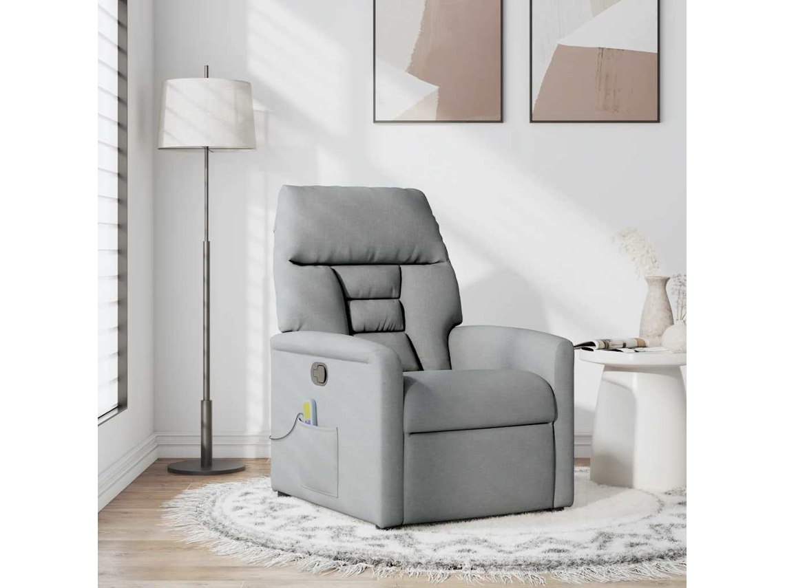 Poltrona de Massagens reclinável em veludo Creme HARLANV1