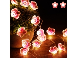 Luzes de Fada de Cerejeira Rosa Led 40pcs, Usb e Bateria, Natal, Quarto de Menina | S/MARCA
