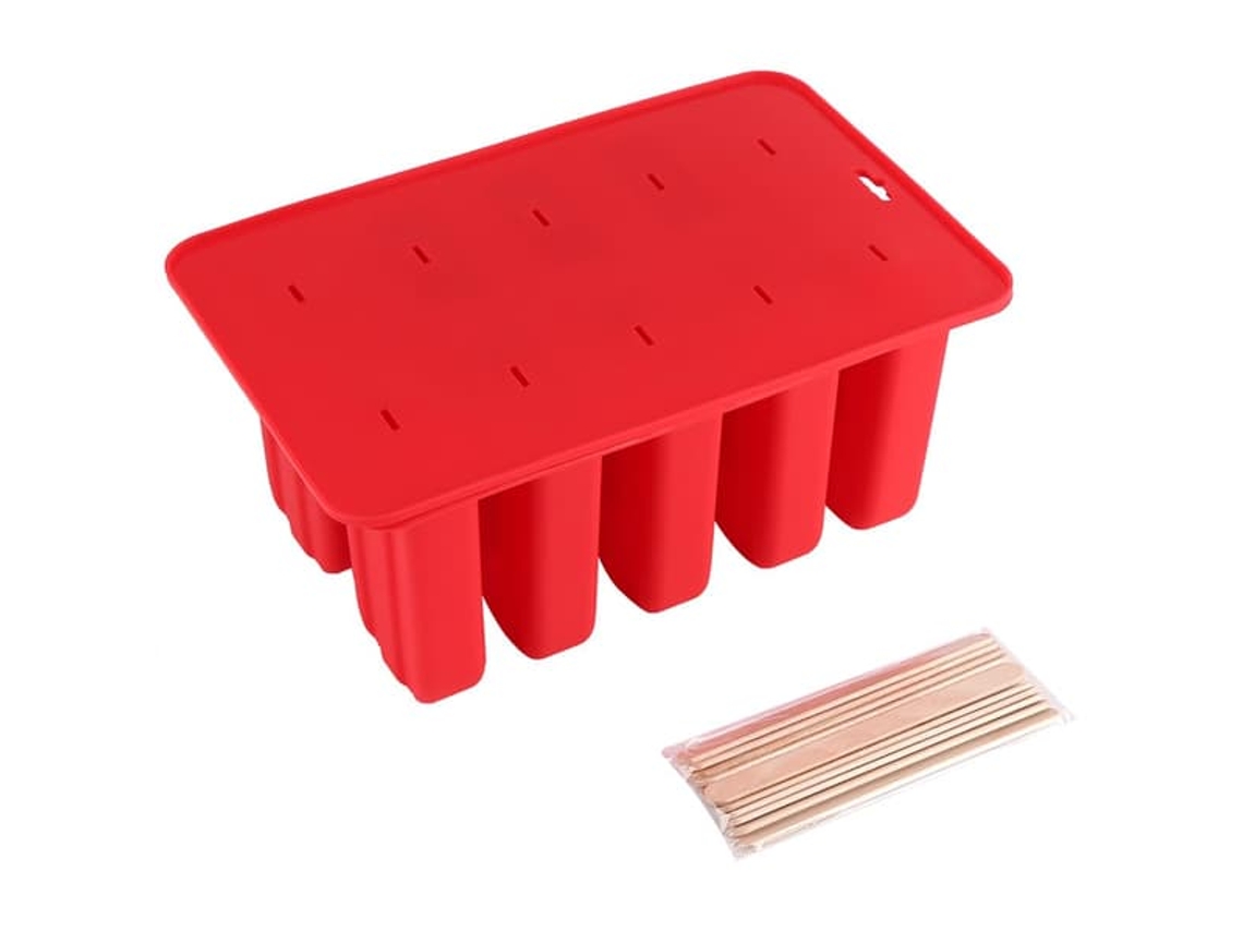 Forma De Silicone Para Sorvete Com 10 Compartimentos E Tampa