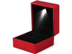Caixa de Anel com Luz Led 2025 Novo Design Elegante Armazenamento de Jóias (vermelho)