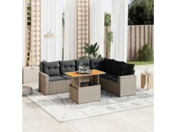 Vidaxl 7 Pcs Conjunto Sofás P/ Jardim C/ Almofadões Vime Pe Cinzento