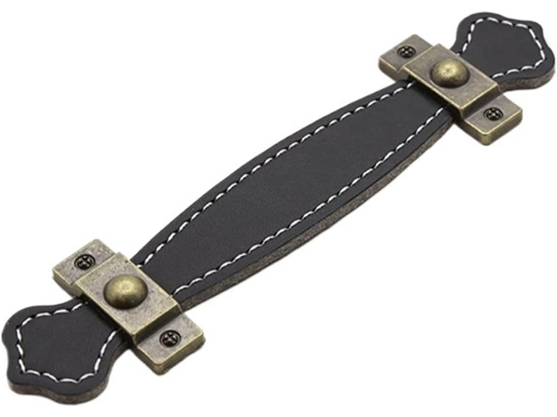 Puxadores De Gaveta Em Couro, Puxadores De Gaveta Em Couro Multicoloridos 96 128mm Preto, 96mm