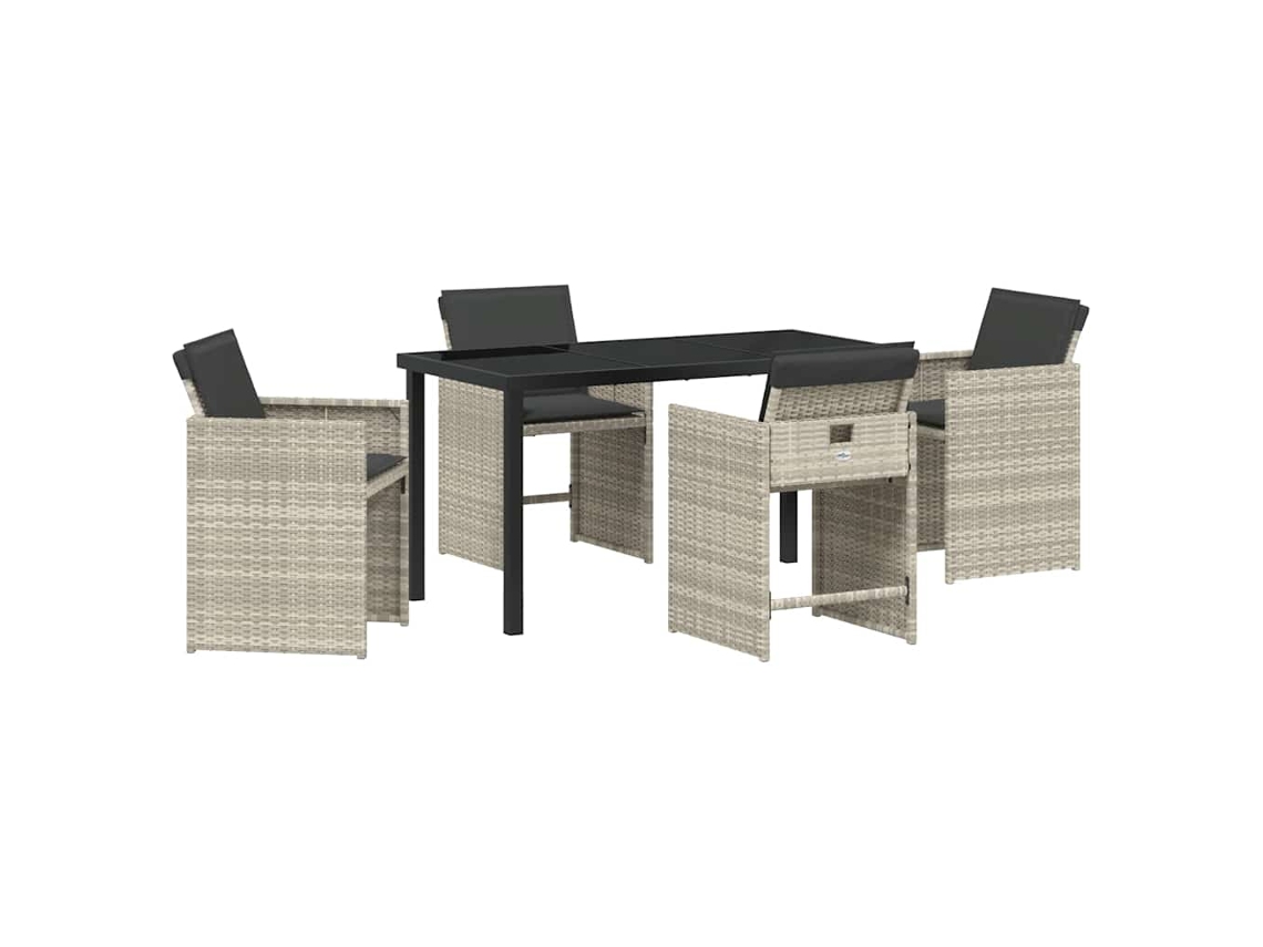 Conjunto de Jantar para Jardim 5 Pcs - Móveis de Jardim para Refeição Cinzento claro Vime Pe HARLANV1