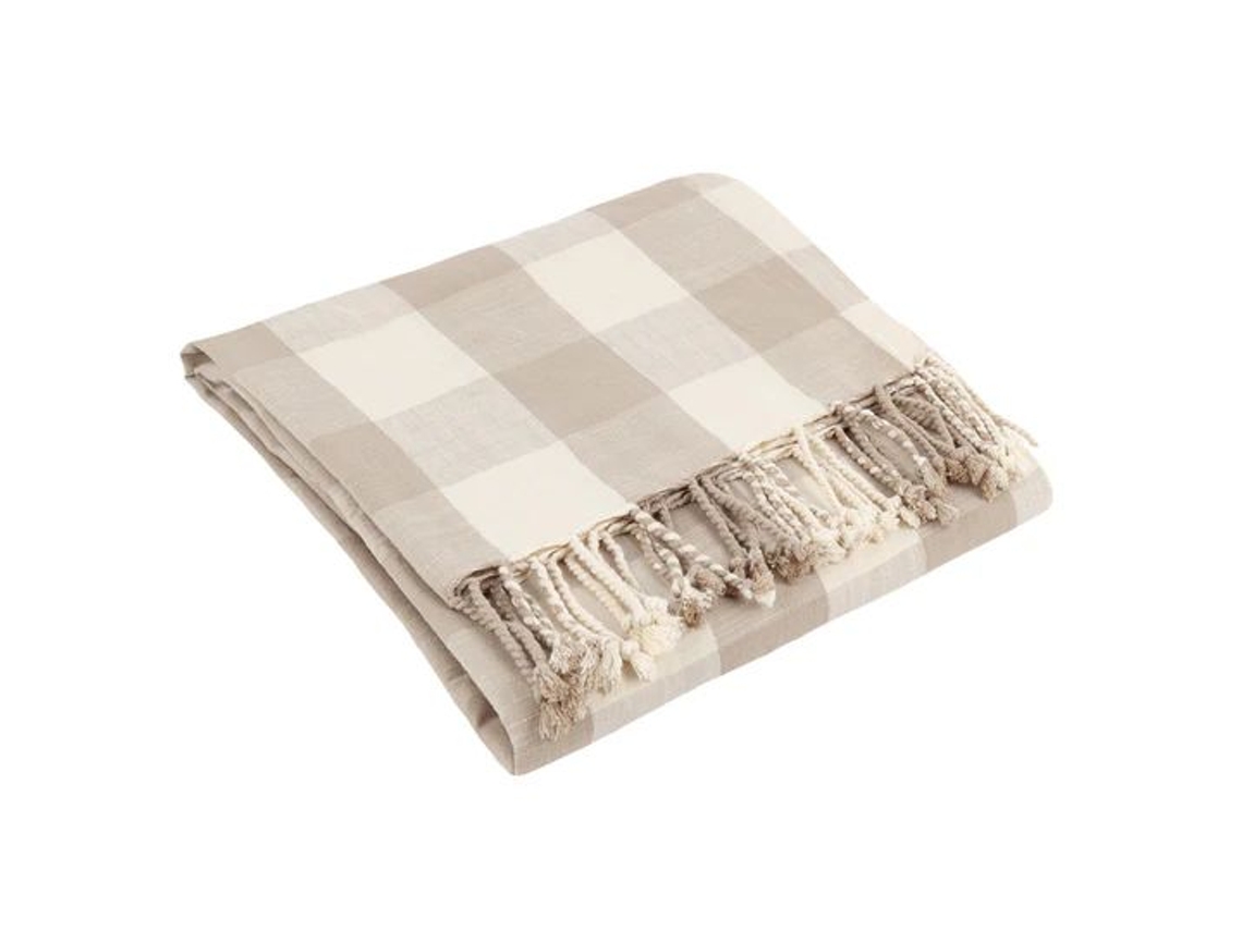 Plaid Con Frange Yard Algodão Chesil Check Bege