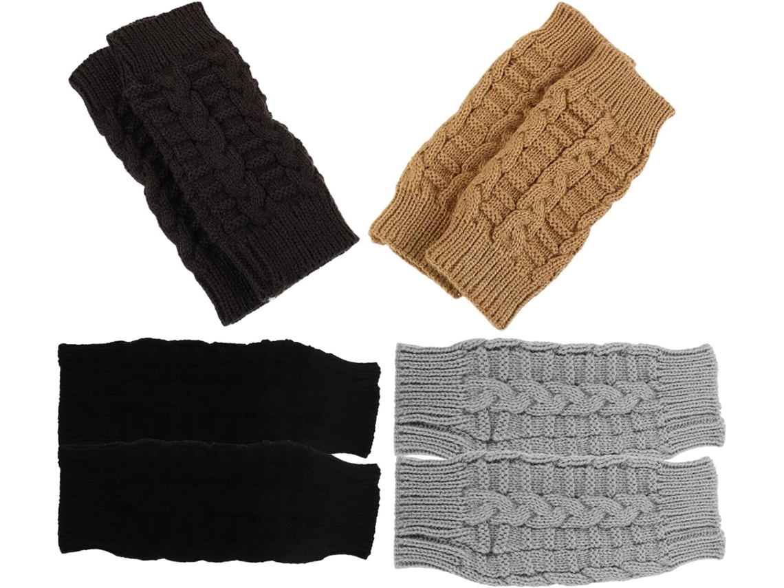 Conjunto De 8 Luvas Térmicas Sem Dedos Femininas Em Lã Mista.