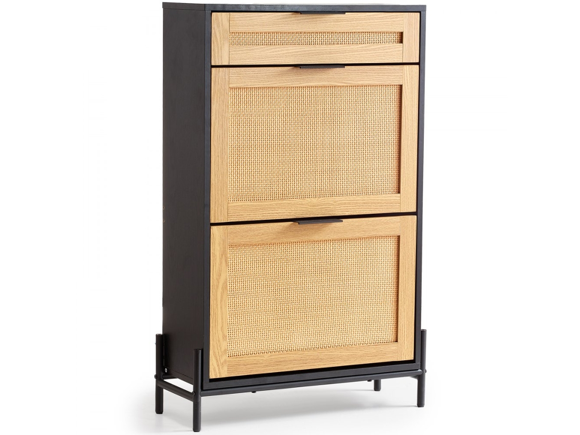 Sapateira De Rattan Com 2 Portas, Gaveta Extraível E Design Moderno Tekmaquinas