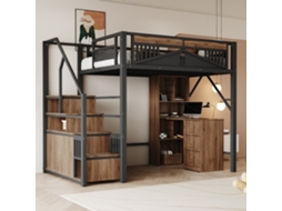 Cama Alta Metal Preto 140x200 Segurança Janela Escada