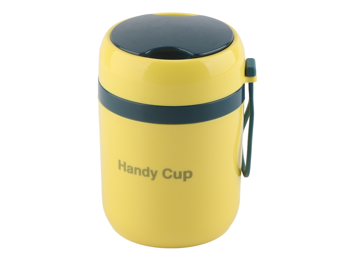 Recipiente Térmico para Sopa 500ml Aço Inoxidável 304 com Colher Dobrável Anti Vazamento Jaune Bleu S/MARCA