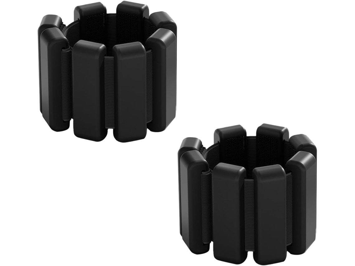 Conjunto de 2 Tornozeleiras com Peso, Pulseiras de Silicone Pretas Ajustáveis com Pesos Removíveis