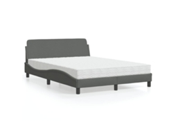 Vidaxl Cama Com Colchão Dover 140x190 Cm Tecido Cinzento-escuro