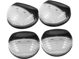 Conjunto De 4 Luminárias Solares Externas Pretas À Prova D'água Ip65 Em Abs Para Iluminação De Jardim E Caminho.
