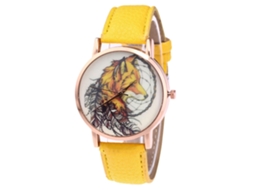 Relógio analógico de quartzo moderno para homens e mulheres, com pulseira casual (amarelo)
