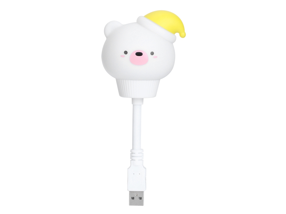 Luz Noturna Usb Led Urso Branco 16cm Animal Soft Cartoon para Bebê Berço | S/MARCA