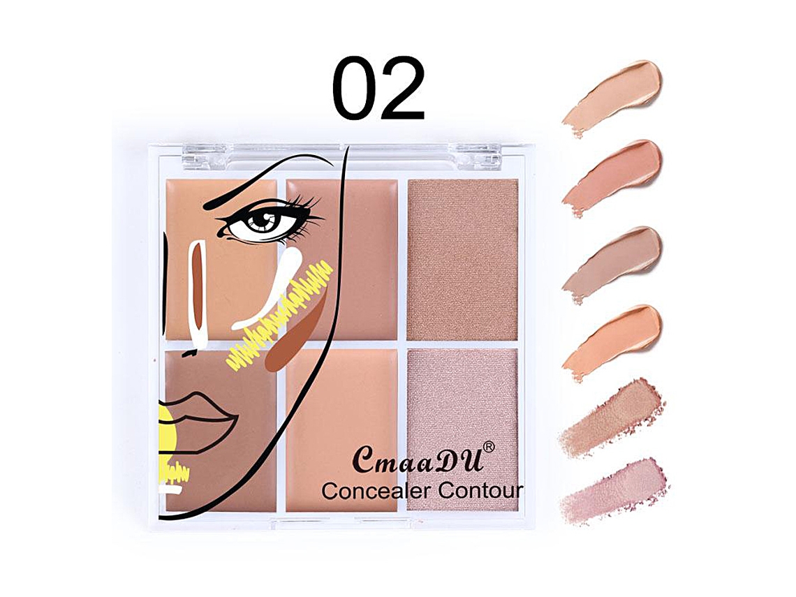 Paleta De Corretivo De Maquiagem Cmaadu 6 Cores, Longa Durabilidade 02 Sunflare