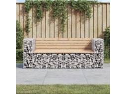 Vidaxl Banco De Jardim C/ Design Gabião 184x71x65,5 Cm Pinho Maciço