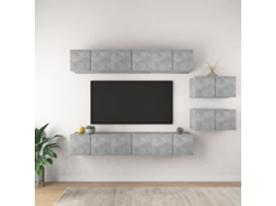 Vidaxl 8 Pcs Conjunto De Móveis De Tv Derivados Madeira Cinza Cimento