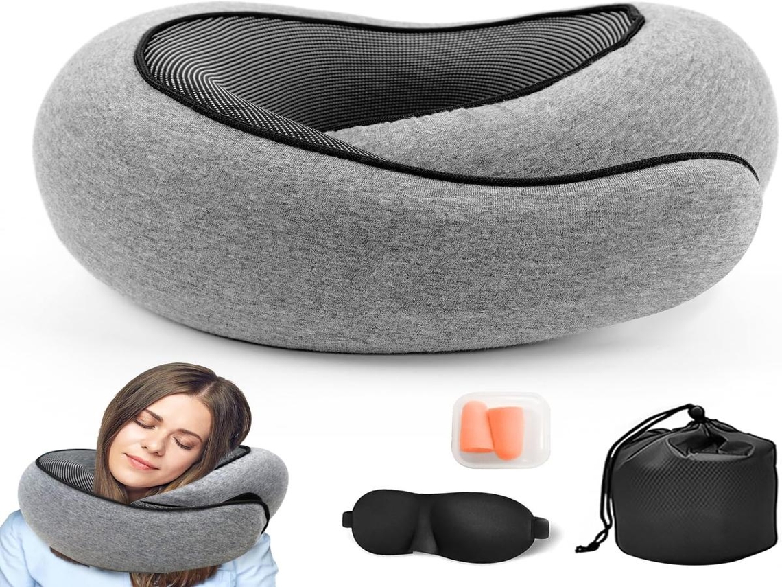 Lurelia Almofada Auricular, Espuma Viscoelástica, Ergonómica, 12v Carro, Apoio, Máscara Olhos, Bolsa Transporte, Presente, Dormir Lateral, Kit