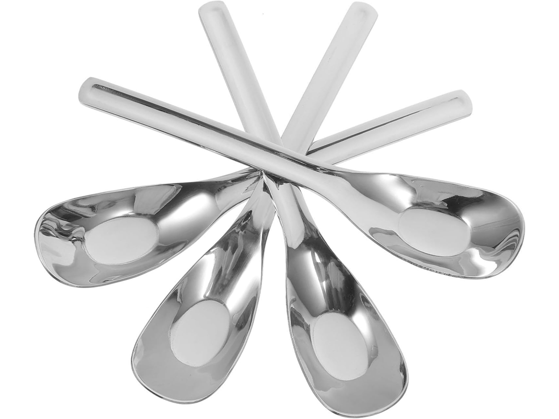 Conjunto De 4 Colheres Aço Inoxidável Prateadas Para Servir E Comer, Fáceis De Limpar E Com Maior Durabilidade
