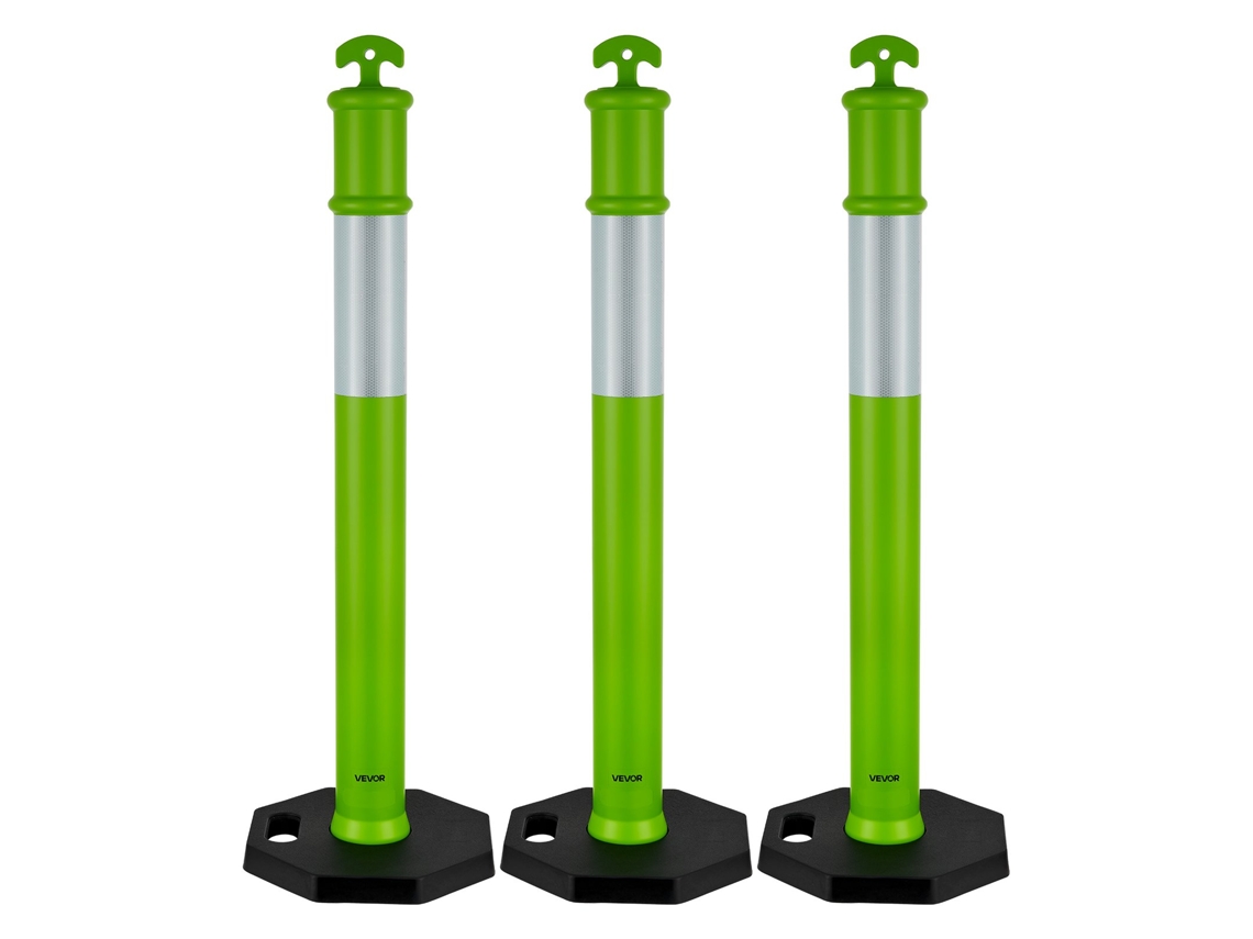Postes De Trânsito 3 Peças 1140 Mm Base Com Peso Faixa Reflectora, Vevor Verde