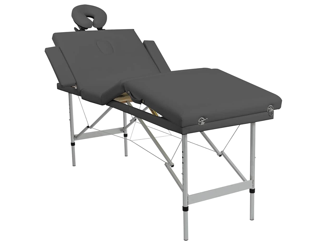 Vidaxl Mesa Massagens C/ 4 Zonas Estrutura Alumínio 186x68cm Antracite