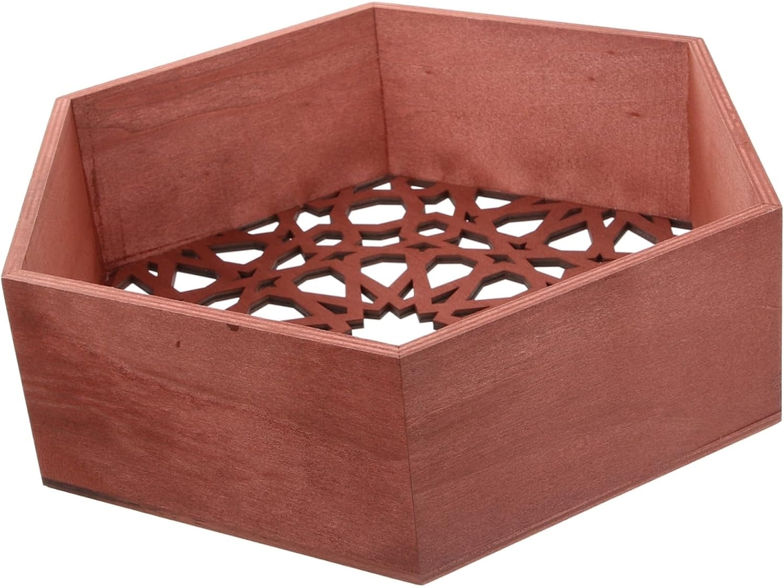 Prateleira De Parede Hexagonal De Madeira Marrom, Para Uso Interno, Armazenamento Prático E Design Moderno.