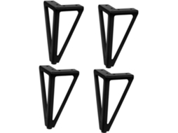 Kallory Conjunto De 4 Pés Metal Preto Reforçados Para Móveis E Sofás Estabilidade Garantida