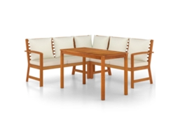 Maison Exclusive - 4 Pcs Conj. Jantar Jardim C/ Almofadões Madeira Acácia Maciça
