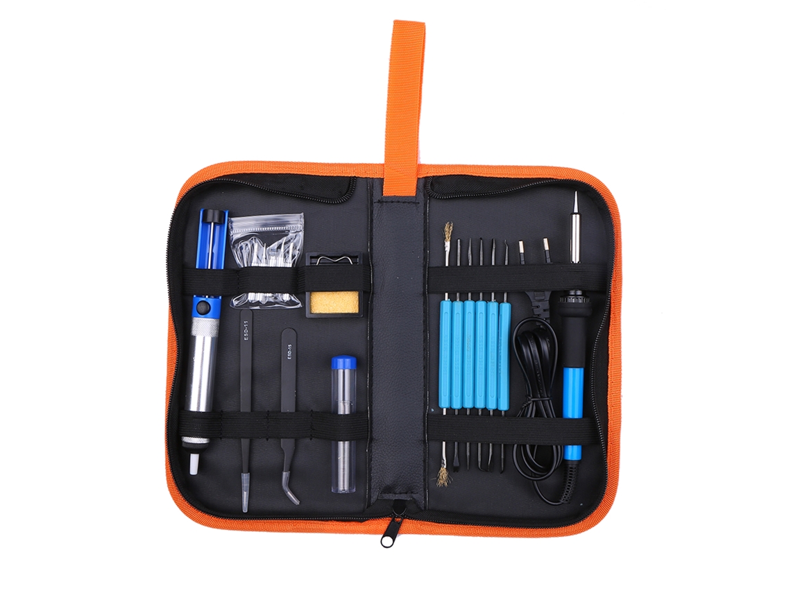 Kit De Soldador Eléctrico De 60w Com Temperatura Ajustável, Pontas Intercambiáveis E Bolsa Portátil, Plug Ue