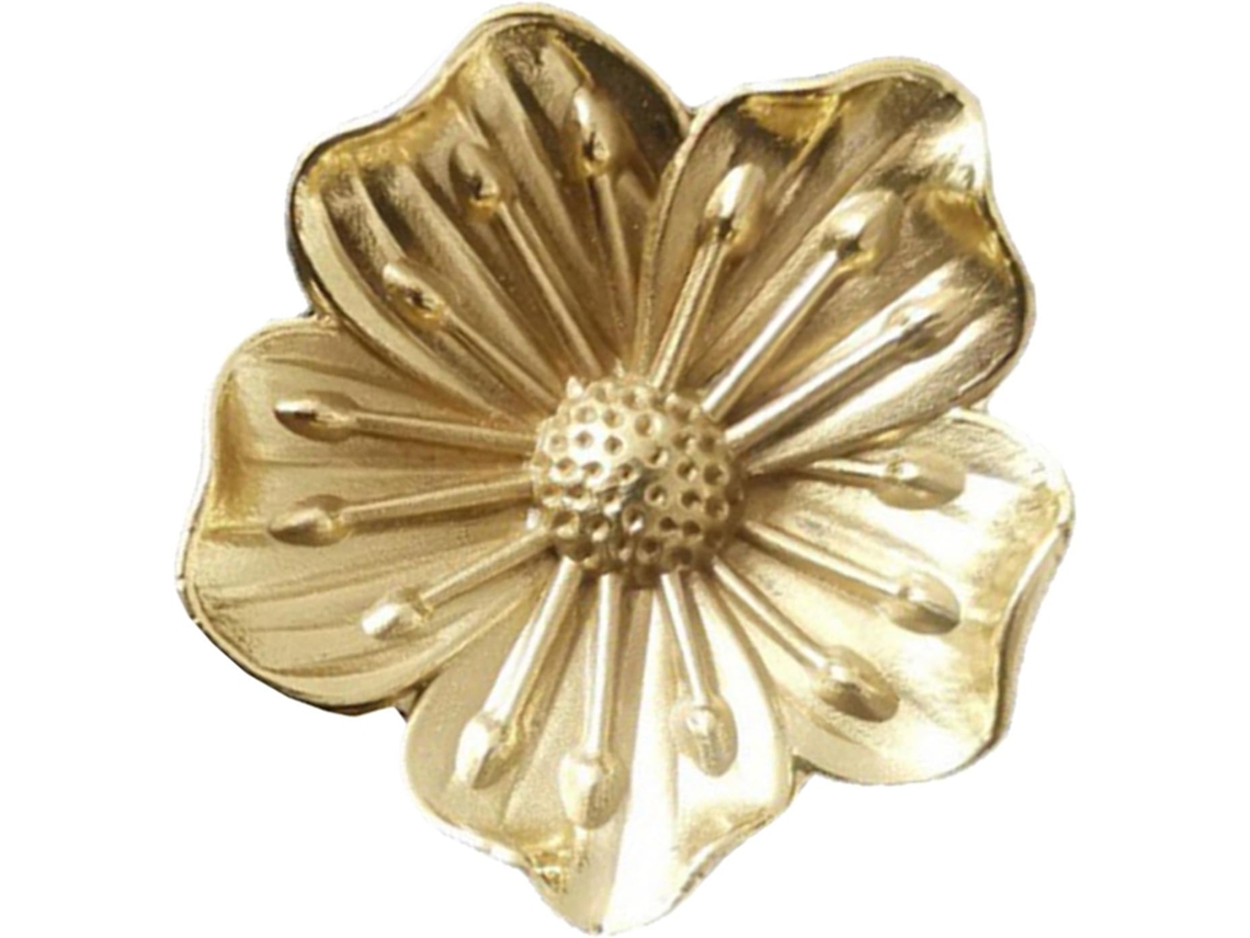 Puxador De Porta Armário Em Latão Com Formato Flor, Com Furo Único, Para Cômodas E Sapateiras, Na Cor Dourada