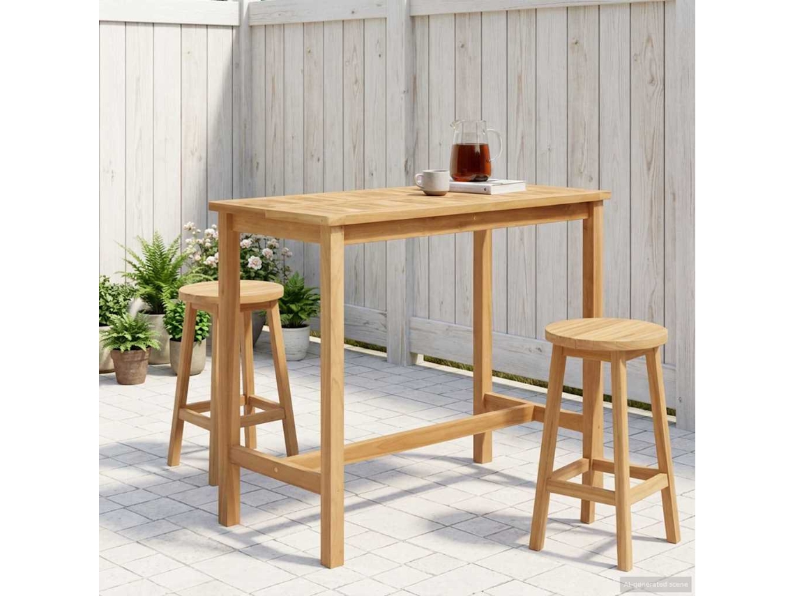 Vidaxl Mesa De Bar Natural 110 X 60 X 105 Cm Teak Sólido