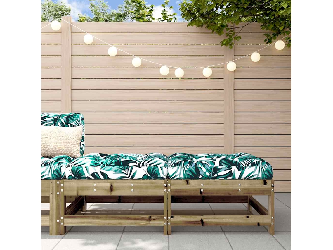 Vidaxl Apoios De Pés P/ Jardim C/ Almofadões 2 Pcs Pinho Impregnado