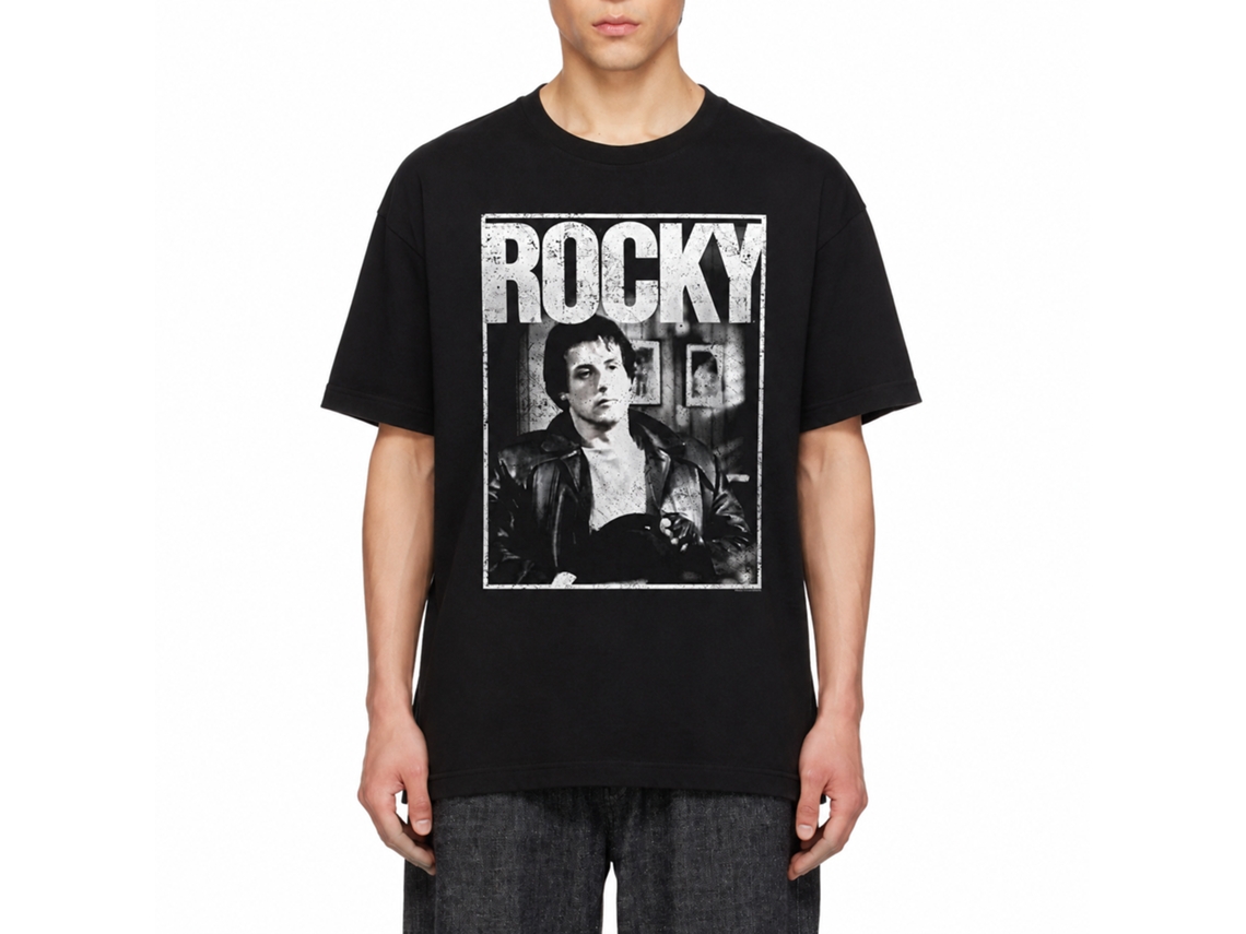 Rockinstone Rocky Movie Sitting Black Adult T-shirt Size:xxl