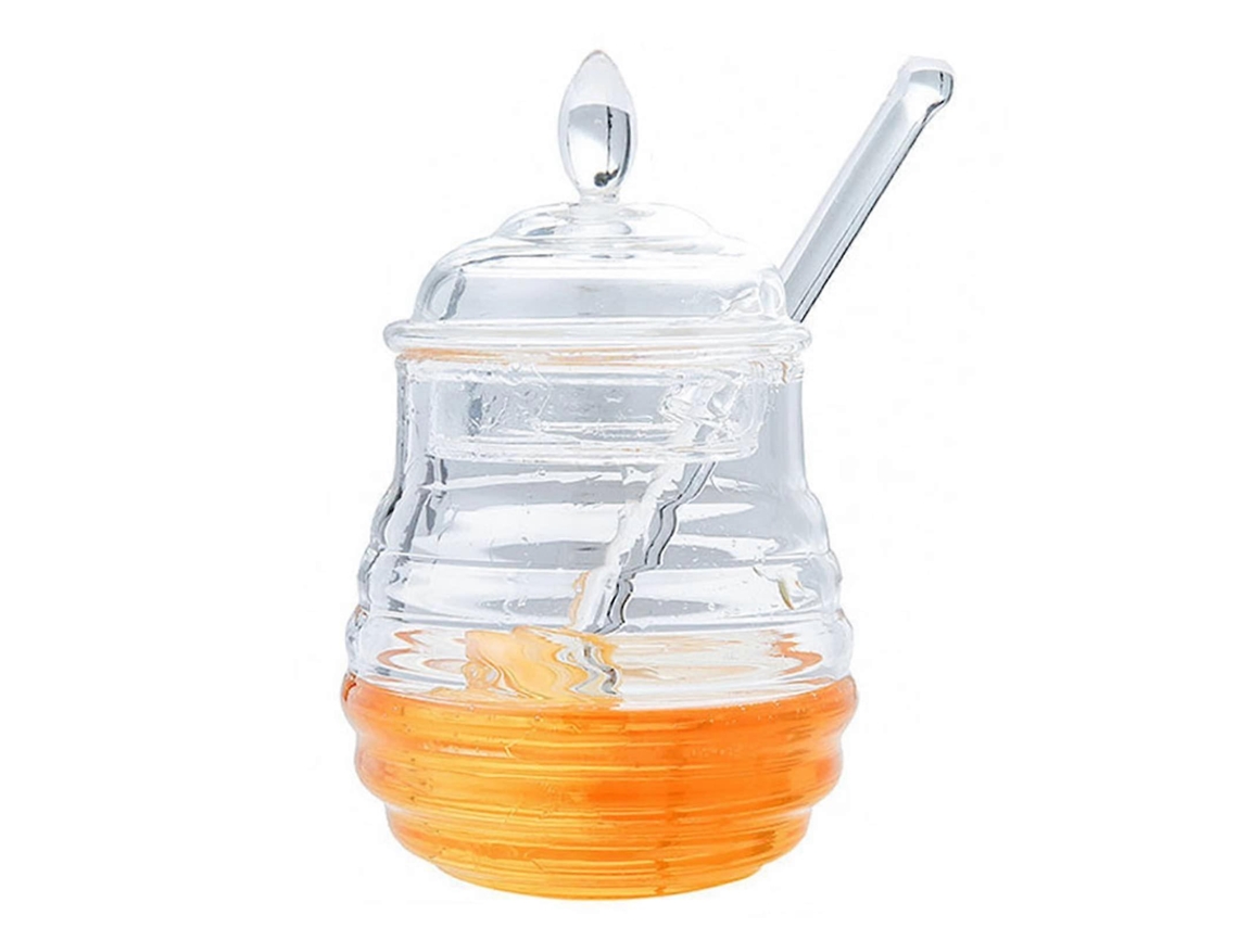 Pote De Vidro Para Mel Com Tampa E Concha, 235 G (8,3 Oz), Dispensador De Mel De Vidro Resistente Para Armazenamento Na Cozinha.