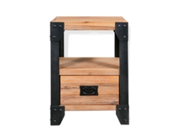 Mesa de Cabeceira 40x30x54 cm Madeira de Acácia Maciça e Aço MAISON EXCLUSIVE