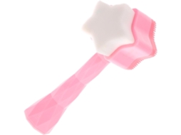 Limpador facial manual portátil com silicone rosa claro para rosto e corpo.