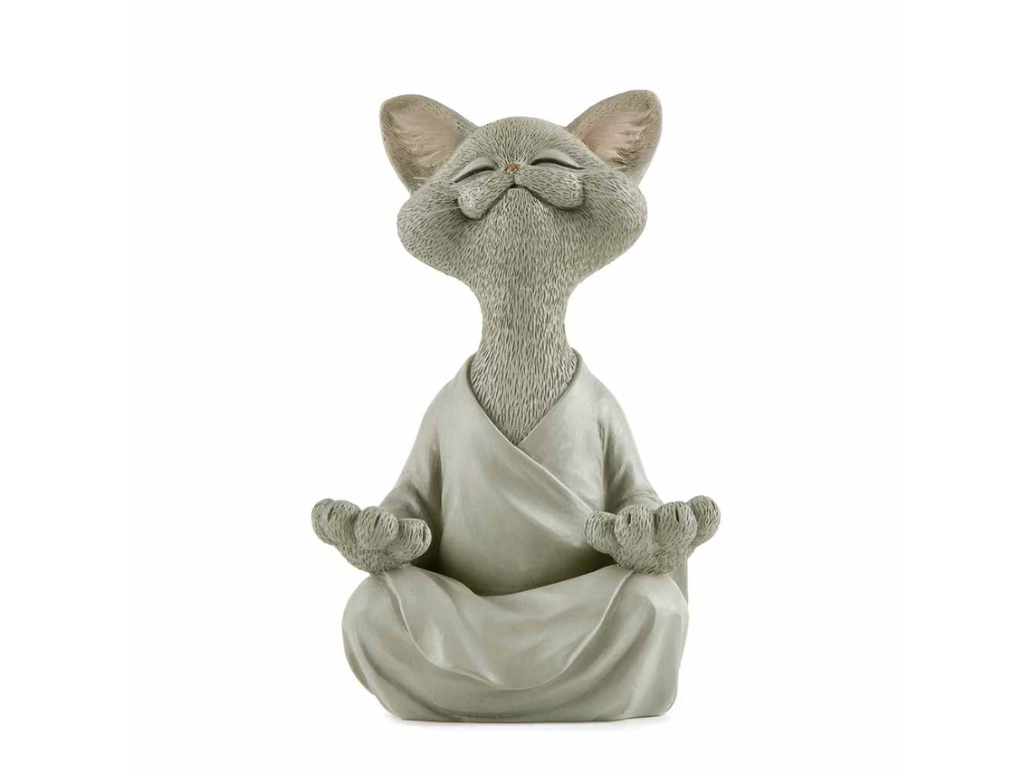 Estátua de Buda para Gato, Ideal para Meditação e Ioga, Item Colecionável para Presente Gatos, 18 Cm BRILVIBERA