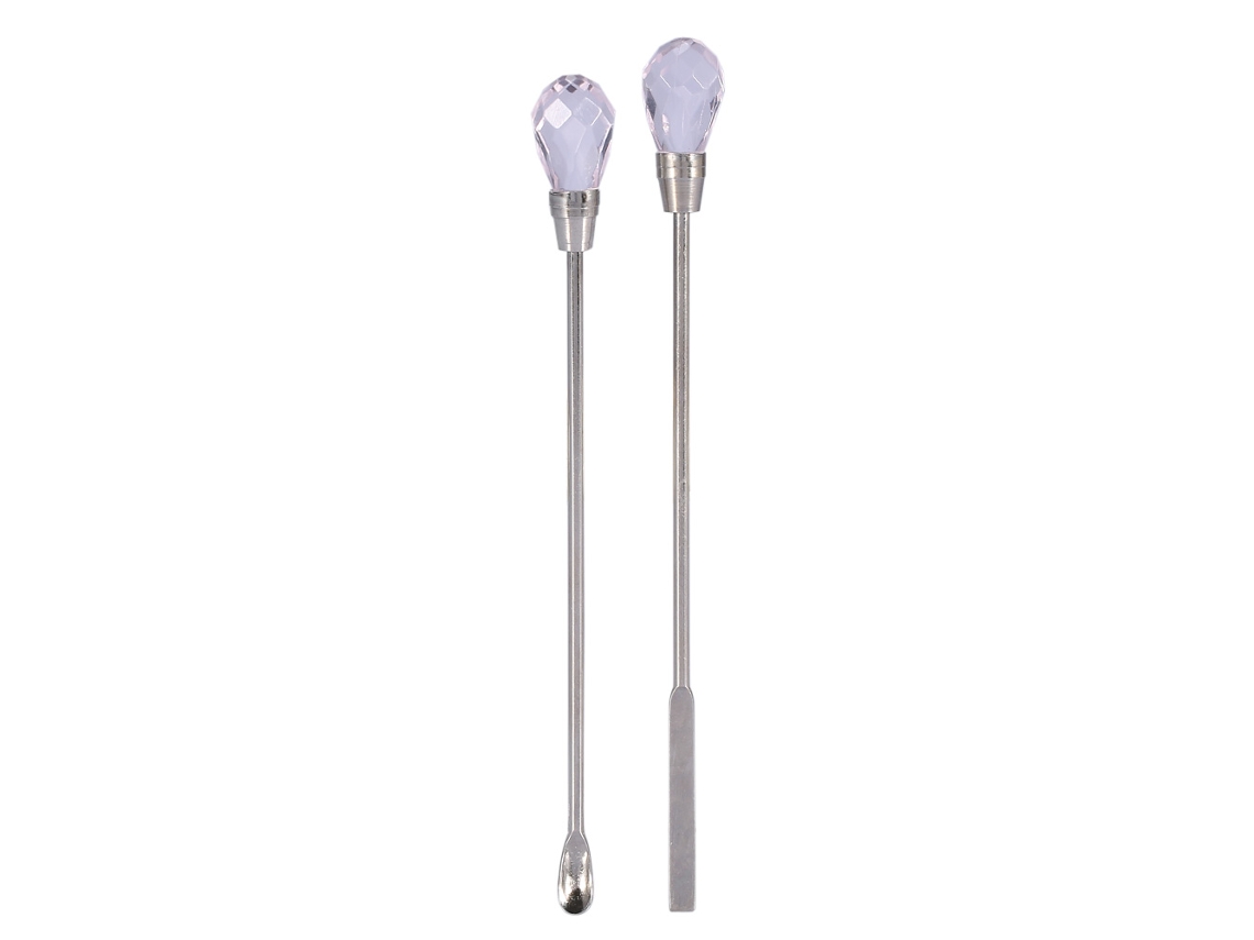Conjunto De Ferramentas De Manicure Spatula Colher De Aço Inoxidável Para Misturar Gel Em Pó Rosa