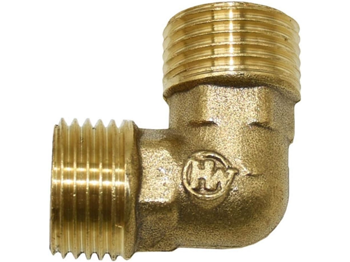Adaptador de Latão para Conexão Jardim 1/2" a 3/4", Cotovelo Metal Cobre, Ângulo 90 Graus, Reparo Tubos 1