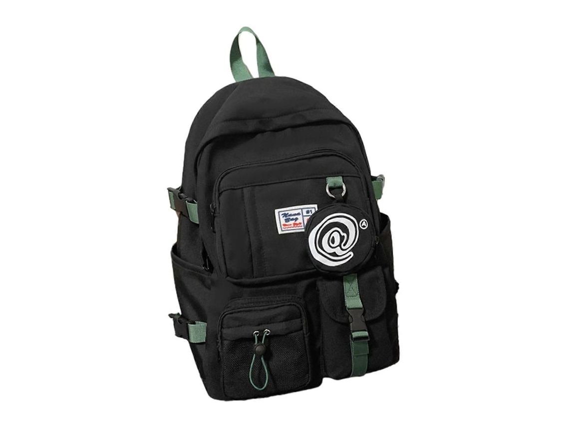 Mochila Escolar Feminina Grande, Preta, Em Nylon, Estilo Casual E Moderno, Ideal Para Adolescentes E Mulheres.