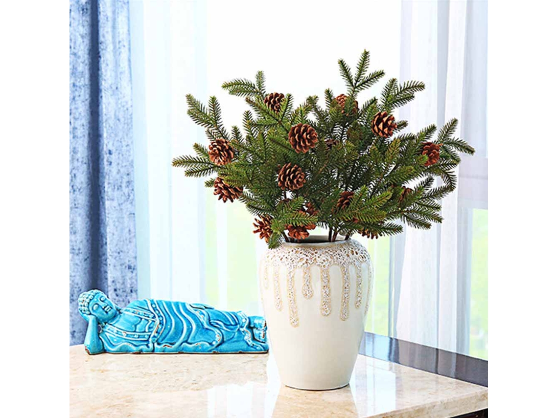 Decoração Natalícia Com Planta Artificial De Pinho Laxiscreed, Piões E Pinhas De Alta Qualidade
