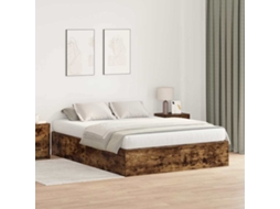 Vidaxl Estrado De Cama Com Arrumação Carvalho Defumado 150 X 200 Cm
