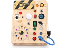 Quadro de atividades sensoriais Montessori com 10 interruptores e 23 luzes LED, brinquedo de viagem de madeira para bebês Jr Slowmoose