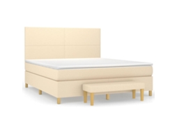 Cama box spring VIDAXL Creme Tecido (160x200 cm)